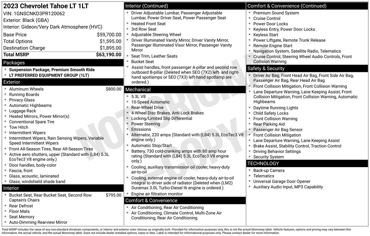 Used 2023 Chevrolet Tahoe LT RWD image 37