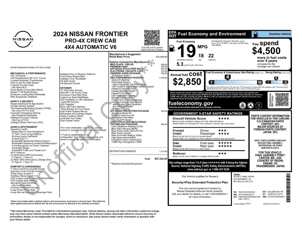 Used 2024 Nissan Frontier PRO-4X w/ Pro Convenience Package AWD/4WD image 6