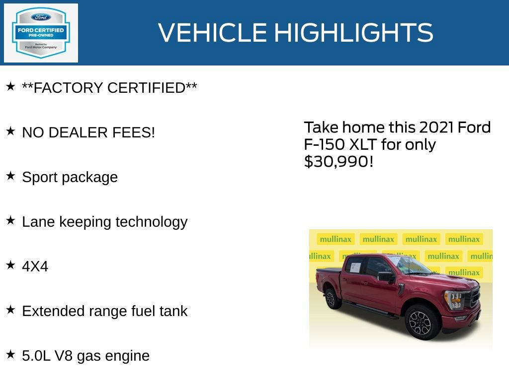 Certified 2021 Ford F150 XLT w/ Equipment Group 302A High AWD/4WD image 12
