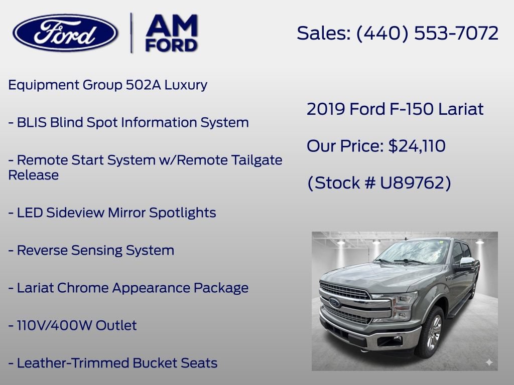 Certified 2019 Ford F150 Lariat w/ Equipment Group 502A Luxury AWD/4WD image 7