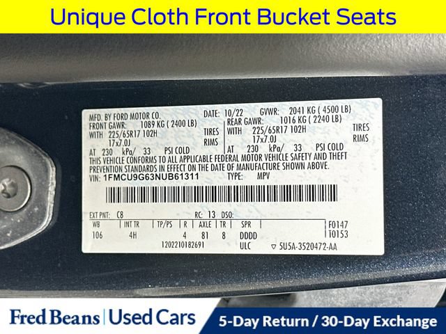 Certified 2022 Ford Escape SE w/ Convenience Package AWD/4WD image 37