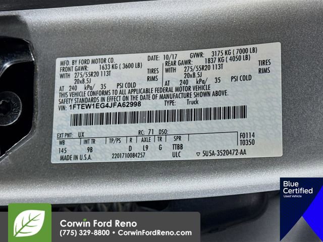 Certified 2018 Ford F150 Platinum w/ Equipment Group 701A Luxury image 36