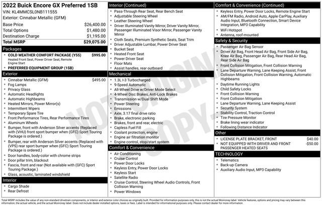 Used 2022 Buick Encore GX Preferred w/ Cold Weather Comfort Package image 9
