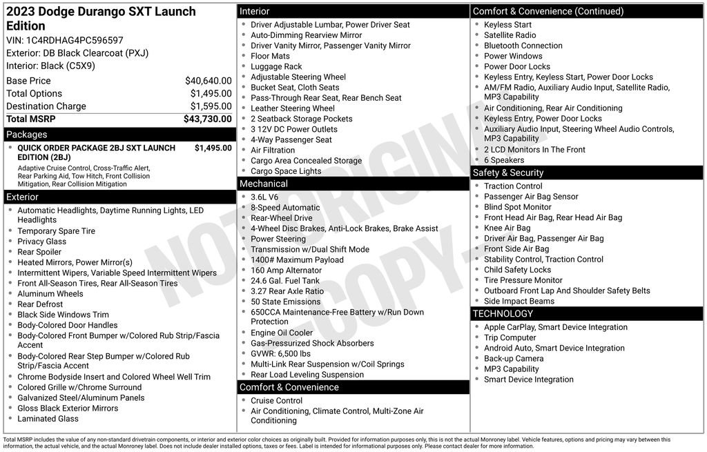 Used 2023 Dodge Durango SXT Launch Edition RWD image 3