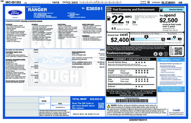 Certified 2025 Ford Ranger XLT w/ Equipment Group 301A High AWD/4WD image 15