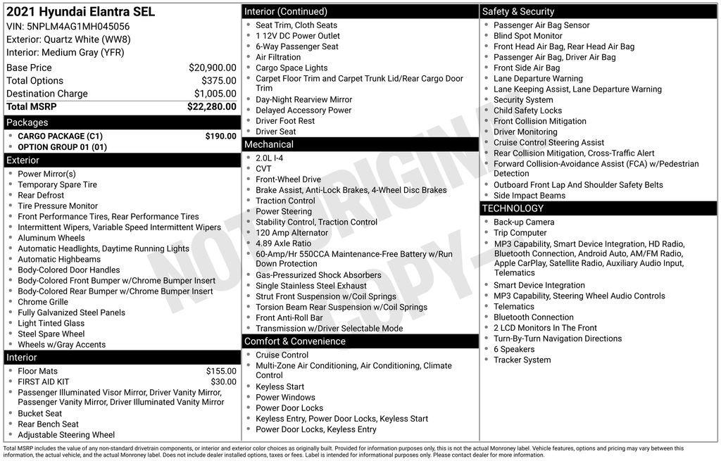 Used 2021 Hyundai Elantra SEL w/ Cargo Package FWD image 5