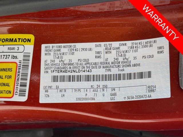 Certified 2022 Ford Ranger XLT w/ Equipment Group 302A High RWD image 33