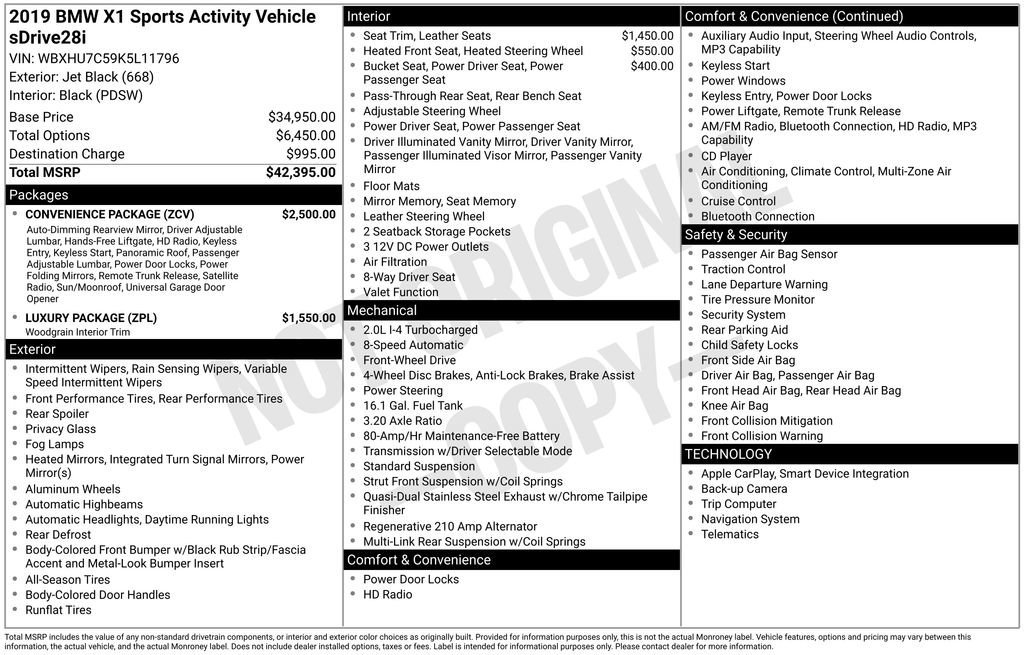 Used 2019 BMW X1 sDrive28i w/ Convenience Package image 8