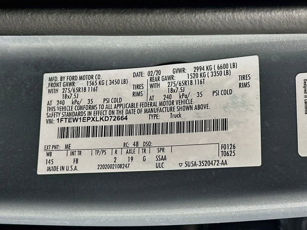 Certified 2020 Ford F150 XLT w/ Equipment Group 302A Luxury AWD/4WD image 23