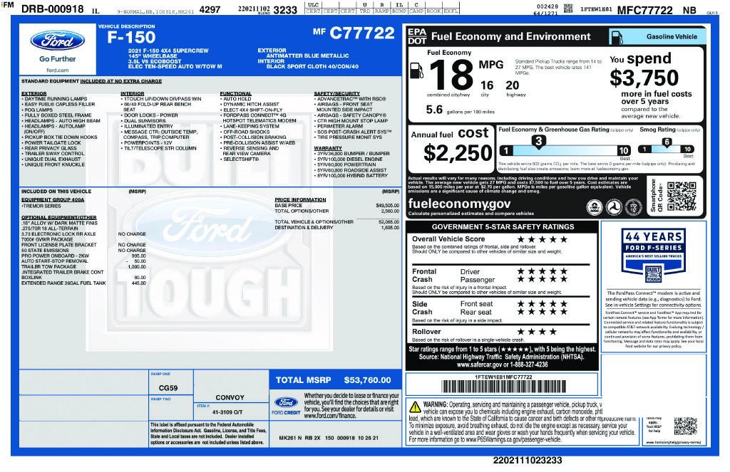 Certified 2021 Ford F150 Tremor w/ Trailer Tow Package AWD/4WD image 32