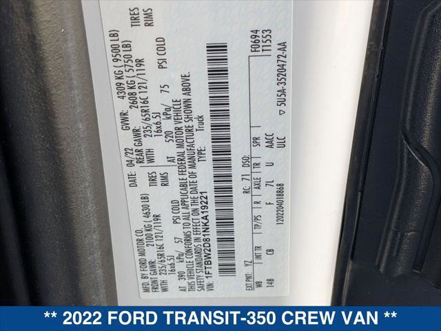 Certified 2022 Ford Transit 350 Medium Roof AWD image 21