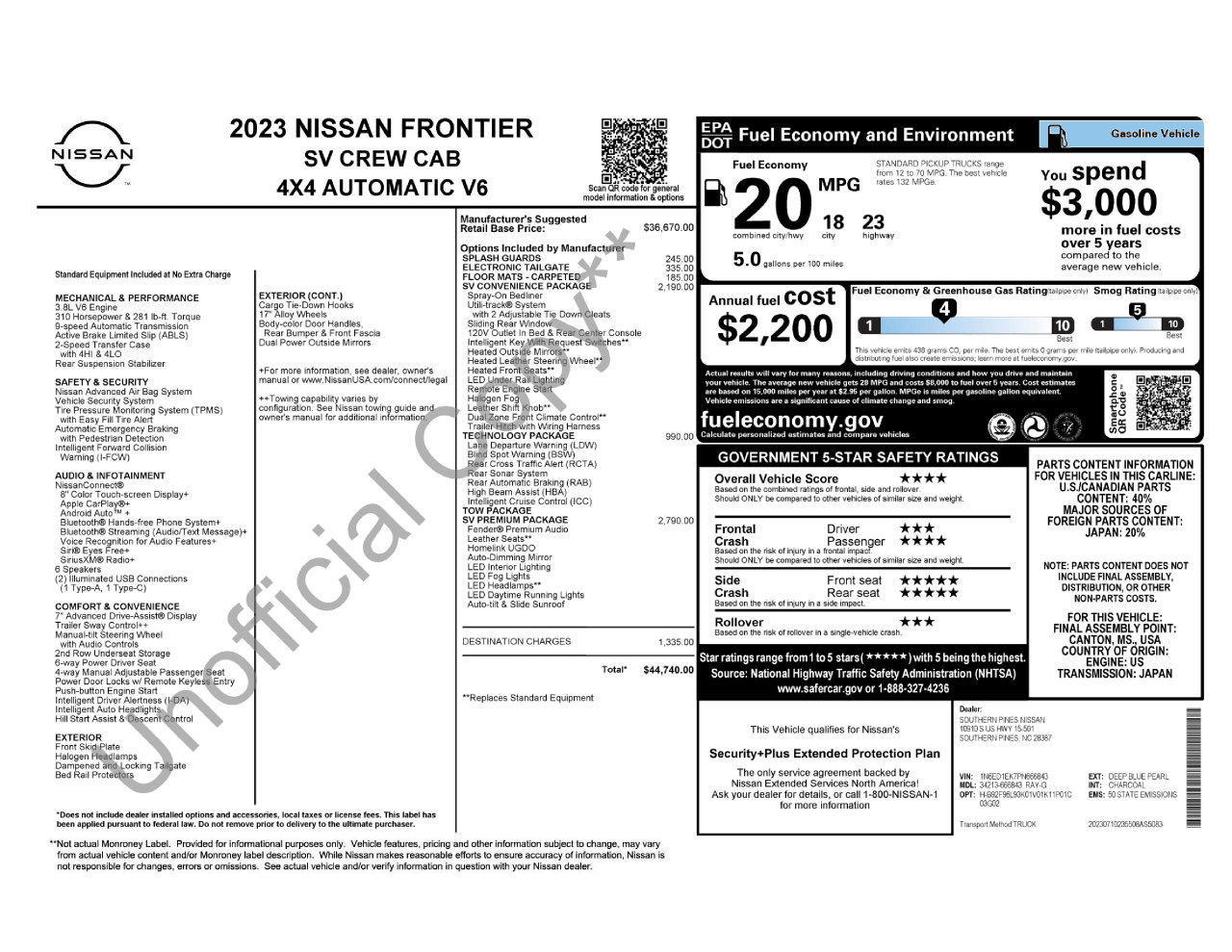 Used 2023 Nissan Frontier SV w/ SV Premium Package AWD/4WD image 60
