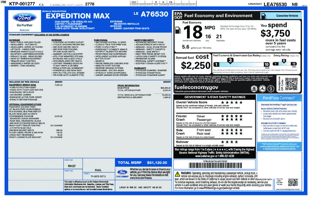 Certified 2020 Ford Expedition Max Limited w/ Equipment Group 303A AWD/4WD image 6