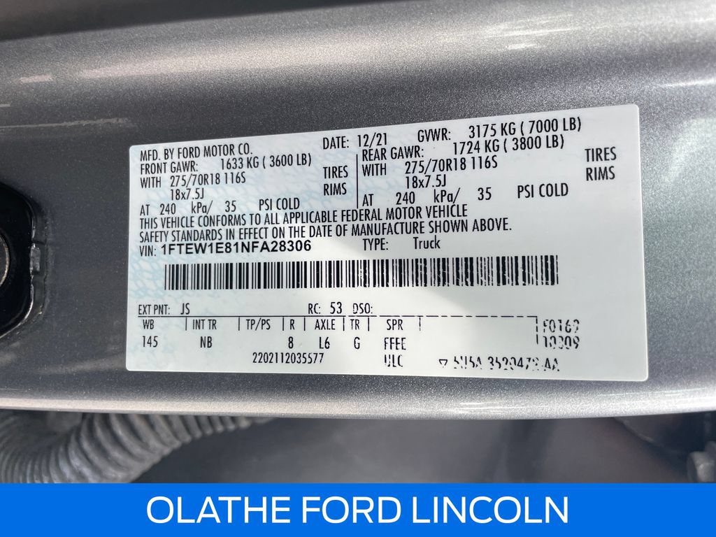 Certified 2022 Ford F150 Tremor w/ Equipment Group 402A High AWD/4WD image 24