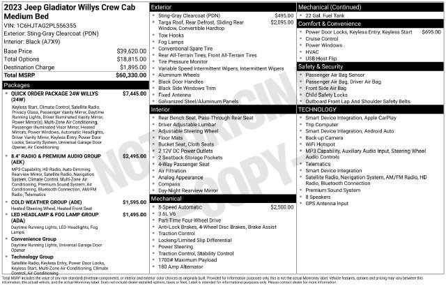 Used 2023 Jeep Gladiator Sport AWD/4WD image 37