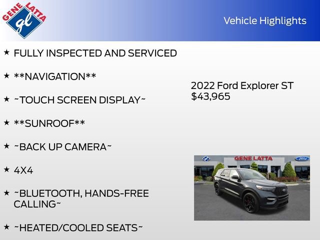 Certified 2022 Ford Explorer ST w/ Equipment Group 401A image 34