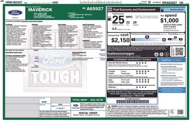 Certified 2024 Ford Maverick Lariat w/ Black Appearance Package AWD/4WD image 16