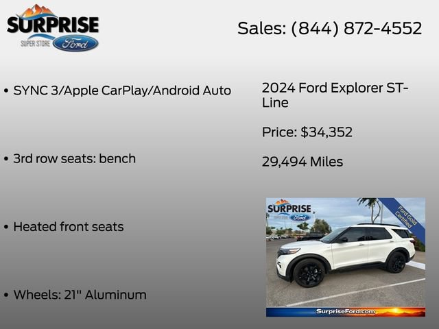 Certified 2024 Ford Explorer ST-Line w/ Class IV Trailer Tow Package RWD image 20