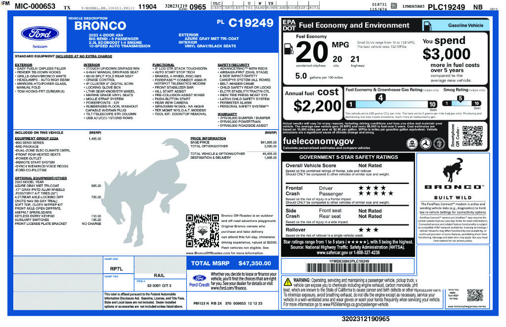 Certified 2023 Ford Bronco Big Bend AWD/4WD image 23