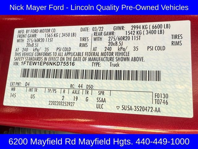 Certified 2022 Ford F150 XLT w/ Equipment Group 302A High image 31