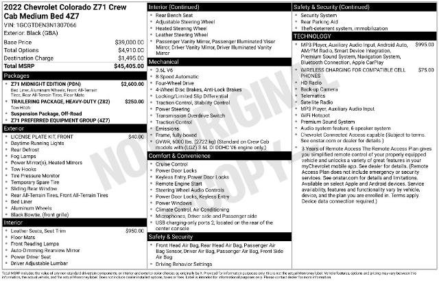 Used 2022 Chevrolet Colorado Z71 w/ Z71 Midnight Edition AWD/4WD image 9