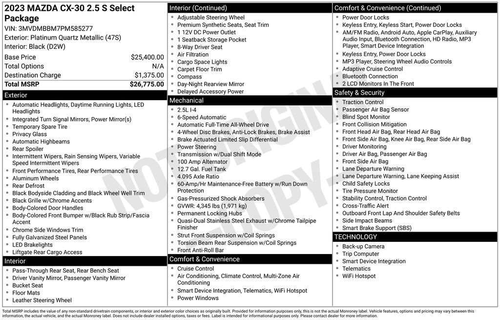 Used 2023 MAZDA CX-30 AWD 2.5 S w/ Select Package image 32