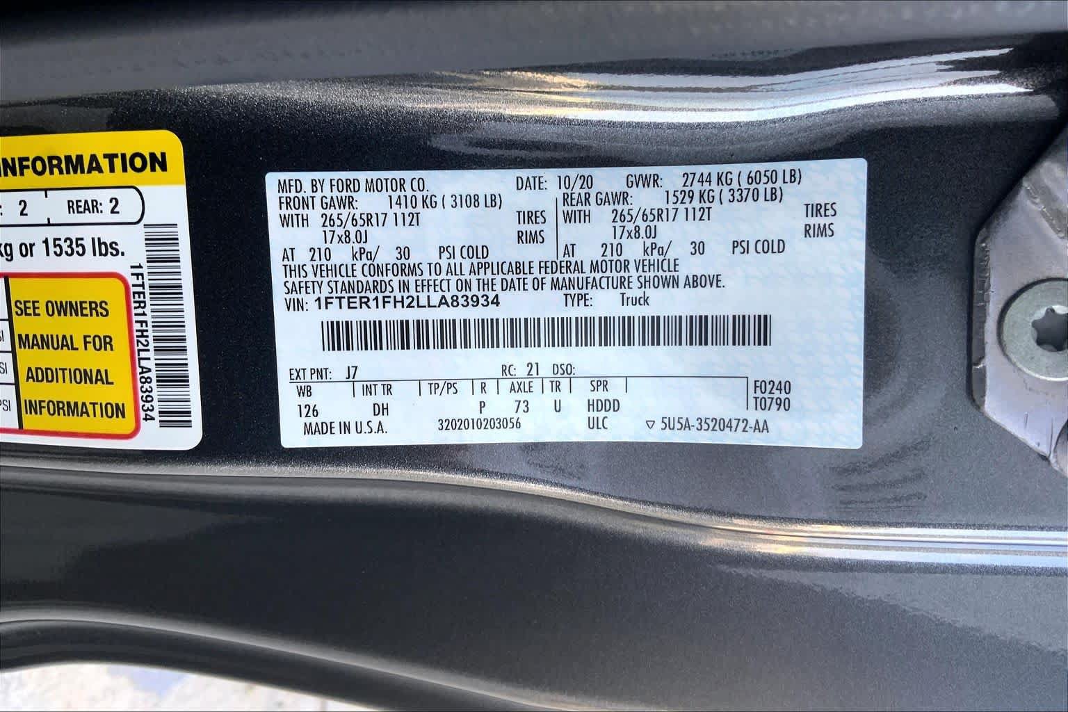 Certified 2020 Ford Ranger Lariat w/ Equipment Group 501A Mid AWD/4WD image 31