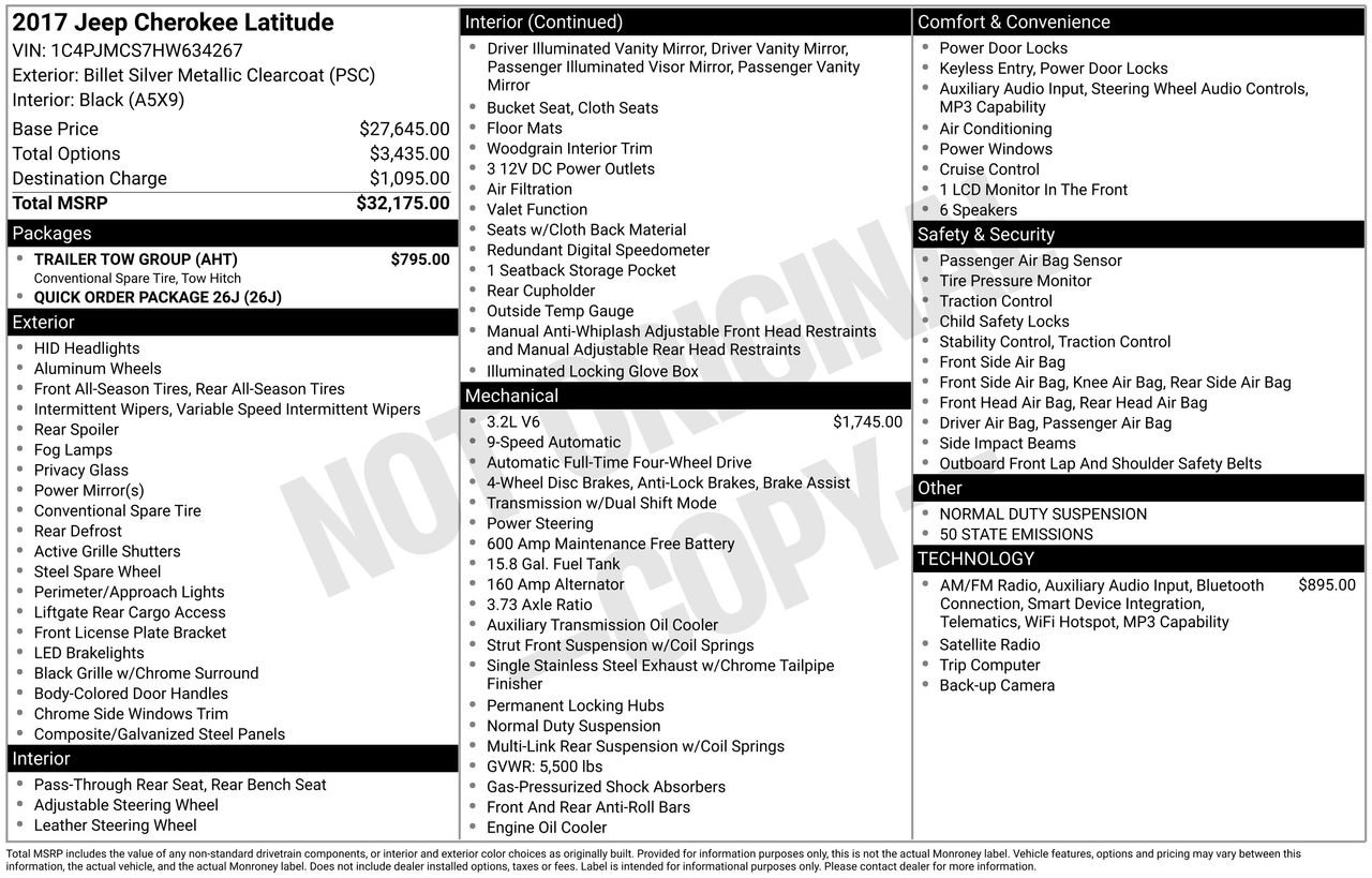Used 2017 Jeep Cherokee Latitude w/ Trailer Tow Group AWD/4WD image 47