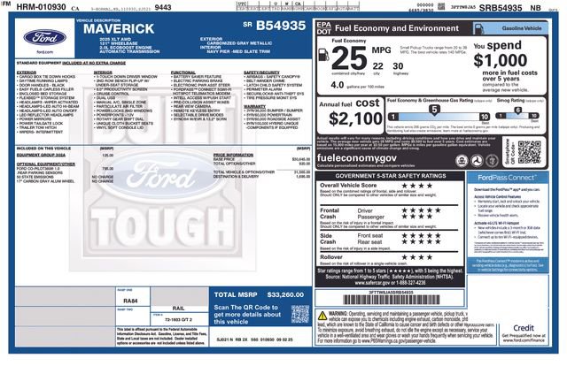 Certified 2025 Ford Maverick XLT w/ Equipment Group 302A AWD/4WD image 33