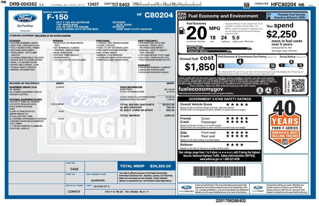 Certified 2017 Ford F150 XL w/ Equipment Group 101A Mid RWD image 31