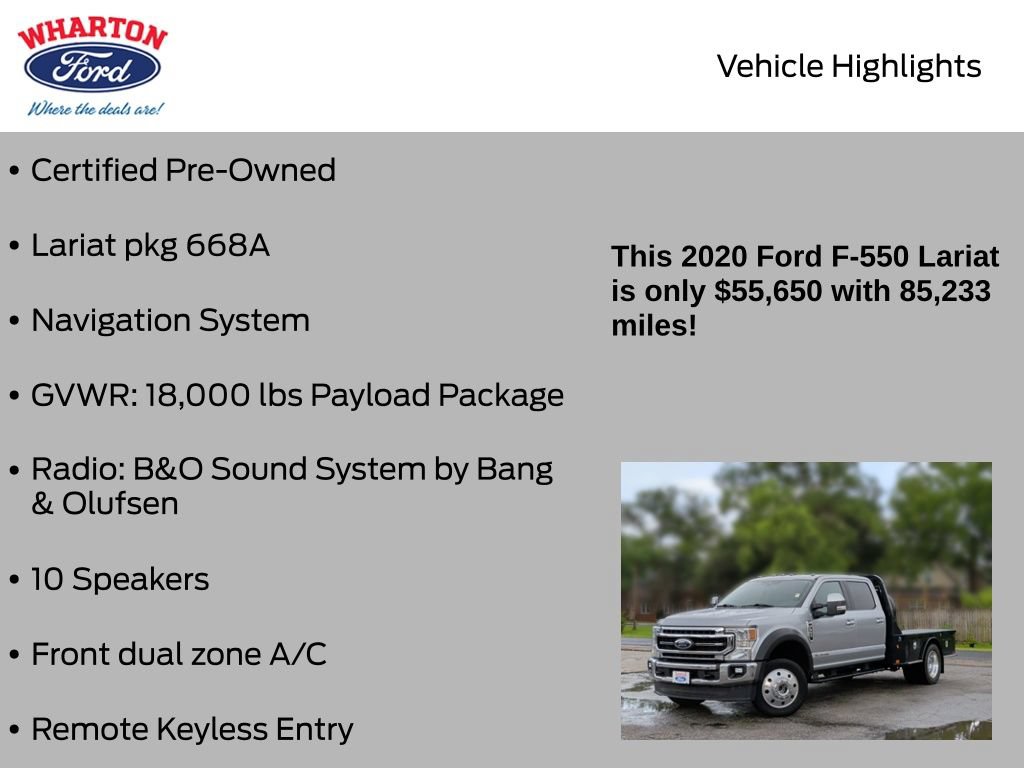 Certified 2020 Ford F550 4x4 Crew Cab Super Duty w/ Lariat Value Package image 6