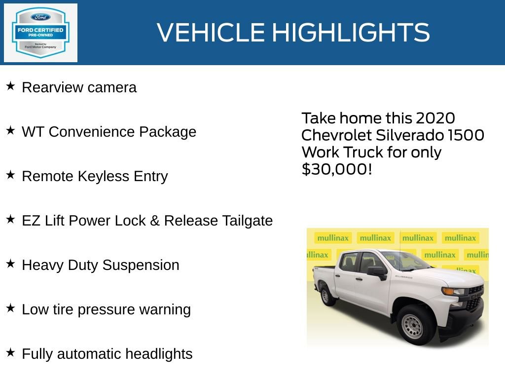 Used 2020 Chevrolet Silverado 1500 W/T w/ WT Fleet Convenience Package AWD/4WD image 23