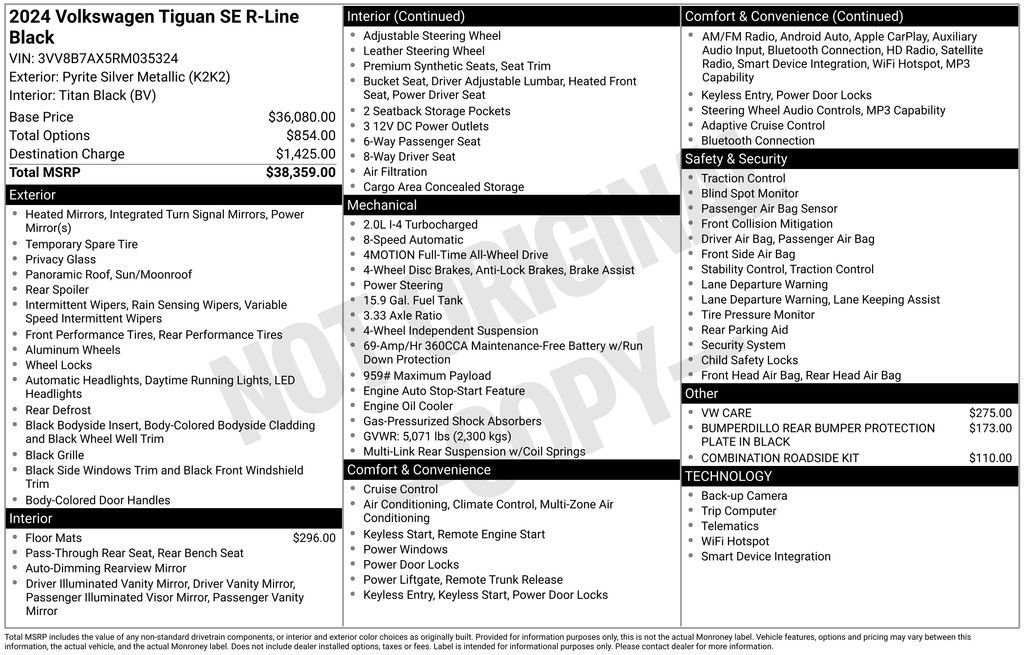 Used 2024 Volkswagen Tiguan SE R-Line AWD/4WD image 42