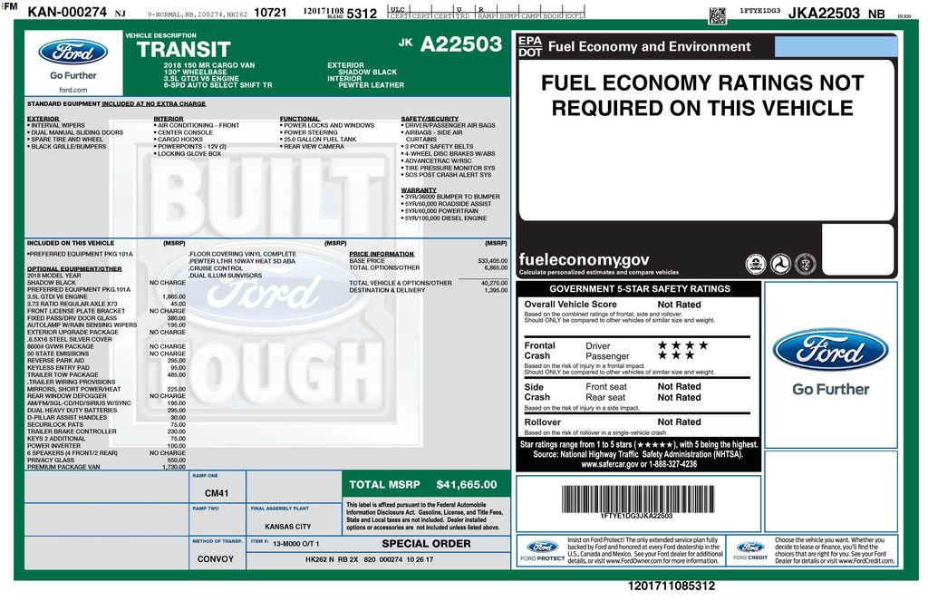 Certified 2018 Ford Transit 150 130 Medium Roof w/ Premium Package RWD image 23