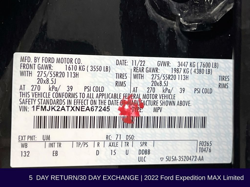 Certified 2022 Ford Expedition Max Limited AWD/4WD image 40