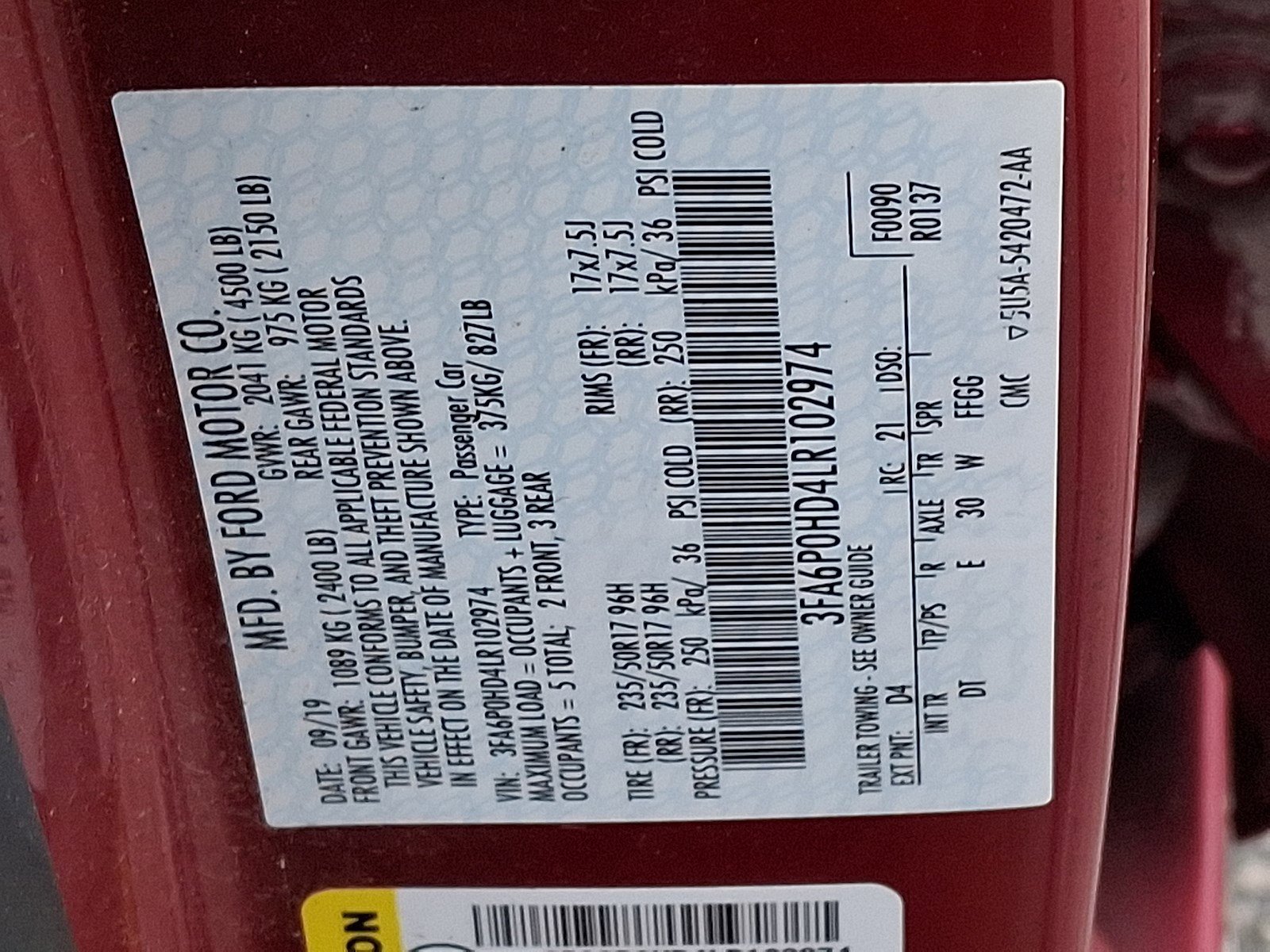 Certified 2020 Ford Fusion SE image 26