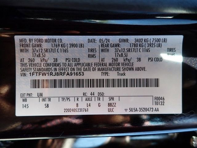 Certified 2024 Ford F150 Raptor w/ Equipment Group 803A Raptor R image 23