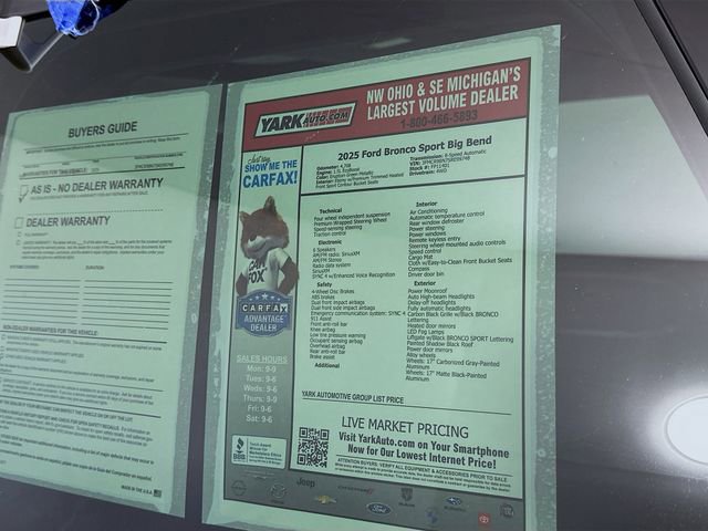Certified 2025 Ford Bronco Sport Big Bend w/ Convenience Package AWD/4WD image 15