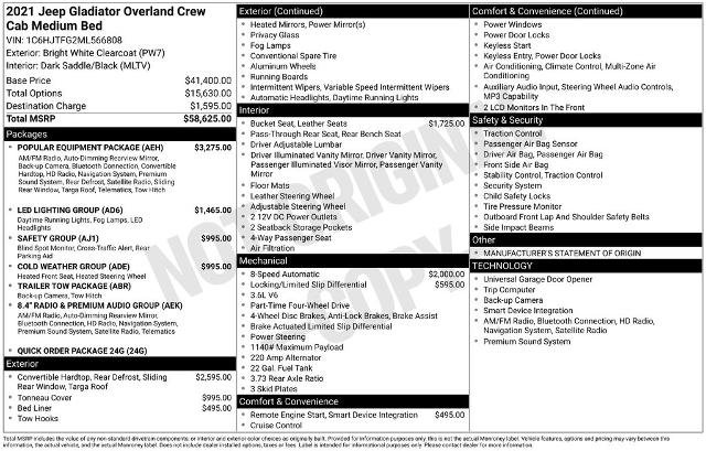 Used 2021 Jeep Gladiator Overland w/ Popular Equipment Package image 8