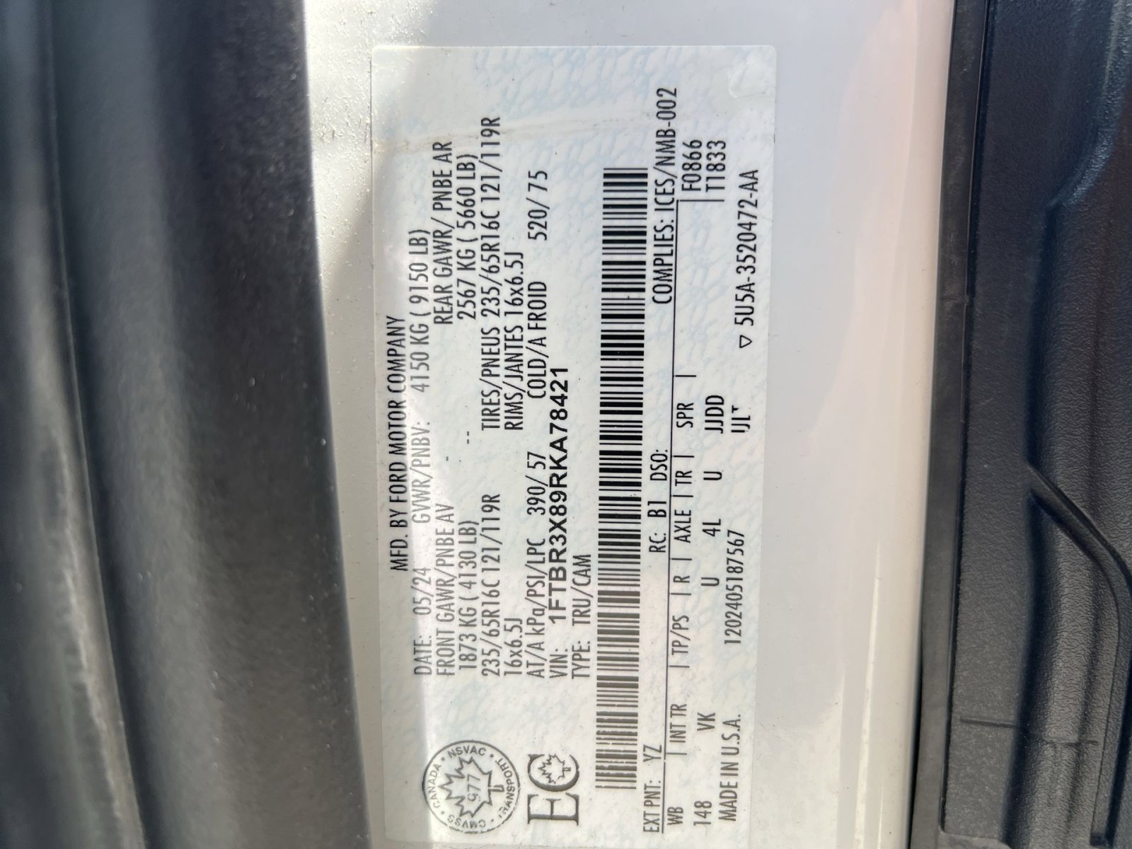 Certified 2024 Ford Transit 250 148 High Roof Extended w/ Load Area Protection Package RWD image 35