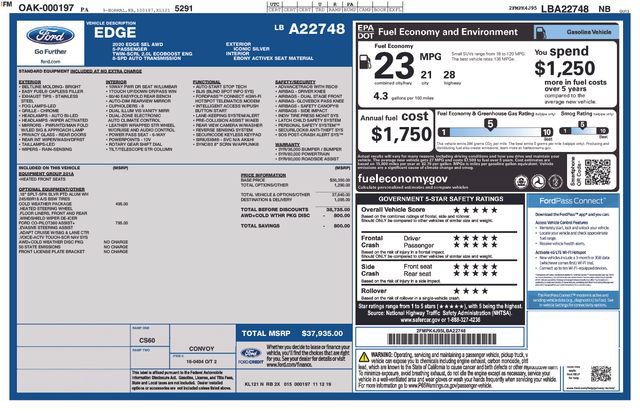 Certified 2020 Ford Edge SEL w/ Cold Weather Package AWD/4WD image 4