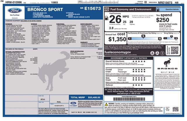 Certified 2022 Ford Bronco Sport Big Bend w/ Convenience Package AWD/4WD image 12