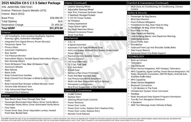 Used 2025 MAZDA CX-5 AWD 2.5 S w/ Select Package image 19