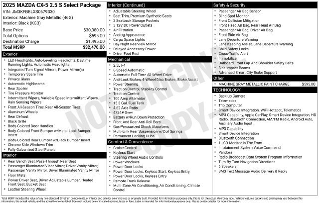 Used 2025 MAZDA CX-5 AWD 2.5 S w/ Select Package image 16