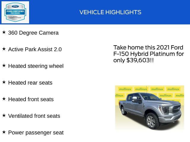 Certified 2021 Ford F150 Platinum w/ Equipment Group 701A High image 20