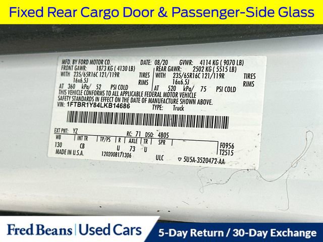 Certified 2020 Ford Transit 250 Low Roof w/ Exterior Upgrade Package image 32