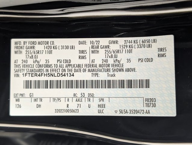 Certified 2022 Ford Ranger Lariat w/ Equipment Group 501A High AWD/4WD image 23