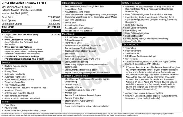 Used 2024 Chevrolet Equinox LT w/ LPO, Floor Liner Package FWD image 40