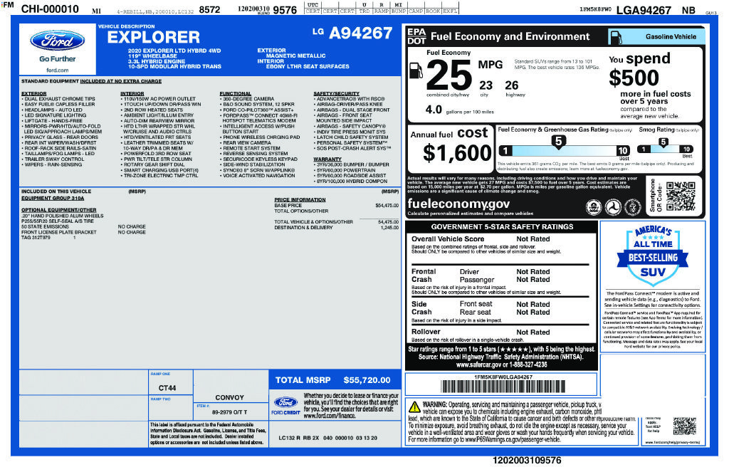 Certified 2020 Ford Explorer Limited w/ Hybrid Equipment Group 310A AWD/4WD image 4