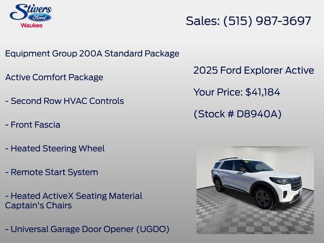 Certified 2025 Ford Explorer Active w/ Active Comfort Package AWD/4WD image 8
